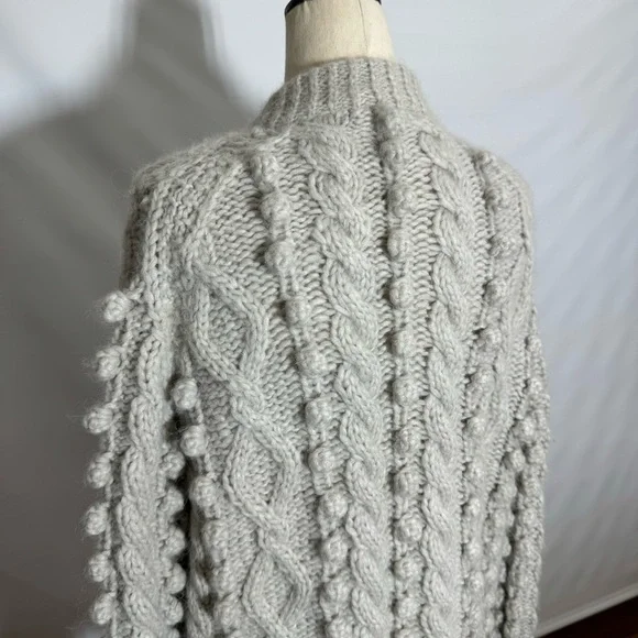 Dôen • Pomme Pom Pom Cardigan Sweater Moonstone Light Grey XS/S - Picture 5 of 10